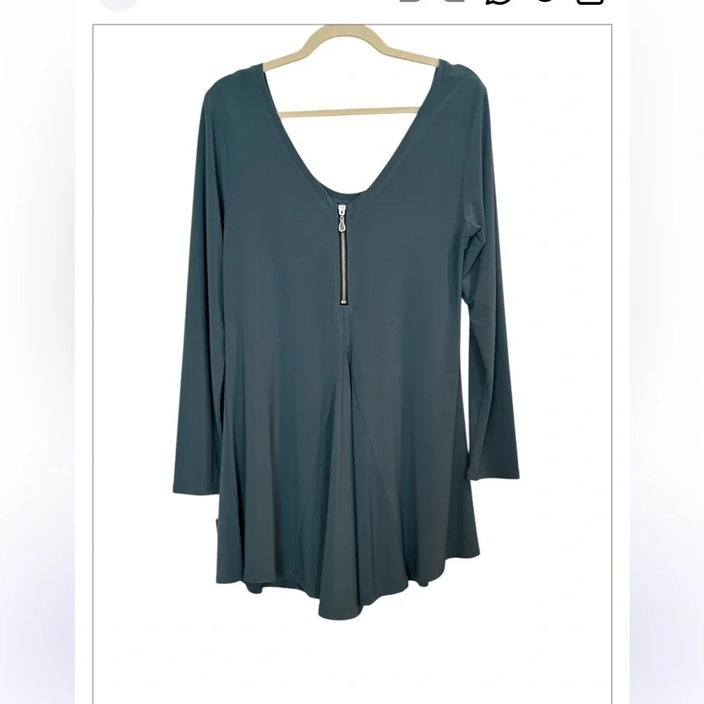 NWT Last Tango Dusty Green 3/4 Sleeve Swing Dress / Tunic Size Large
